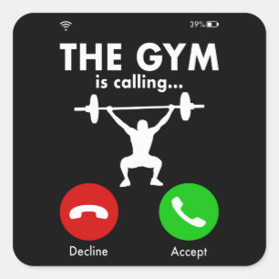 Adesivo Quadrado Gym Powerlevantando Bodybuilding Dizendo Presente