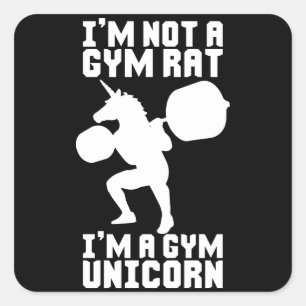 Adesivo Quadrado Gym Rat vs Gym Unicorn - Engraçado Inspiração de W