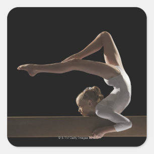 Adesivo Quadrado Gymnast no feixe de equilíbrio