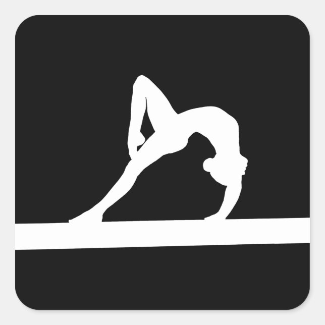 Adesivo Quadrado Gymnast Silhouette Sticker Black (Frente)