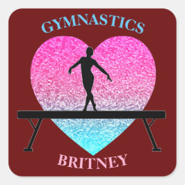 Adesivo Quadrado Gymnastics Beam Sparkle Heart Burgundy