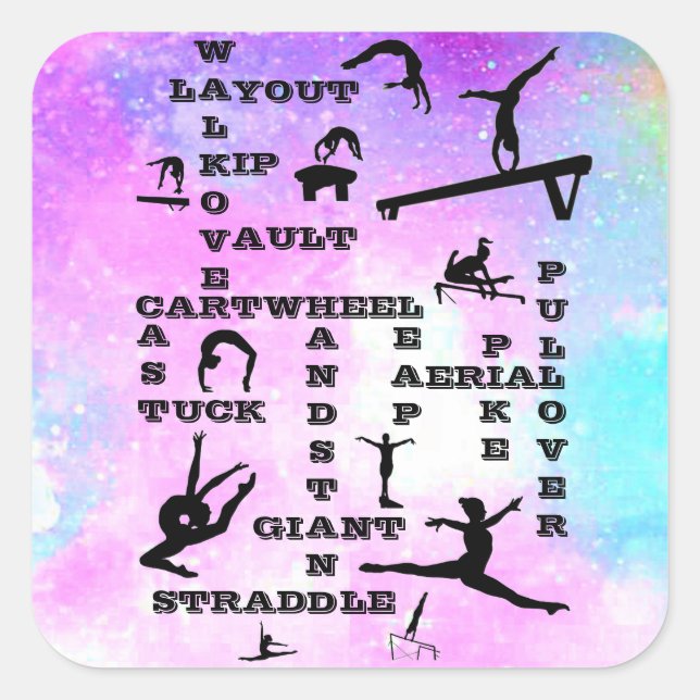 Adesivo Quadrado Gymnastics Crosswords Sticker (Frente)