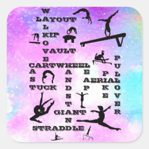 Adesivo Quadrado Gymnastics Crosswords Sticker