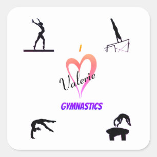 Adesivo Quadrado Gymnastics Girls "I Love Gymnastics" Stickers