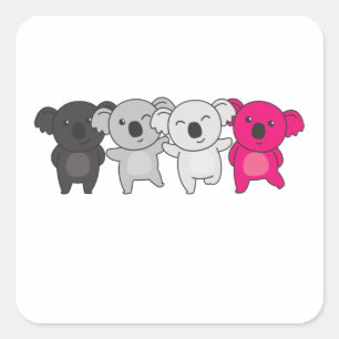 Adesivo Quadrado Gynephilia Flag Pride Lgbtq Cute Koala Square Stic