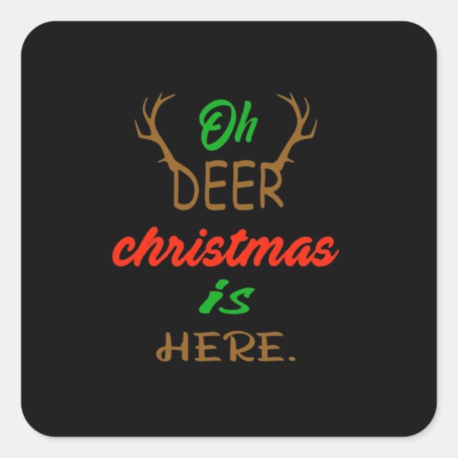 Adesivo Quadrado h Deer Christmas Celebration Holiday Design (Frente)
