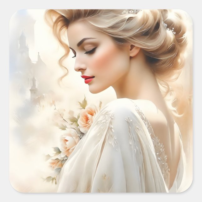 Adesivo Quadrado Há algo sobre a feminilidade que é simplesmente (Frente)