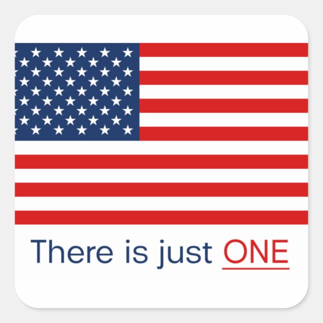 Adesivo Quadrado Há apenas uma bandeira americana. Sticker Quadrado (Frente)