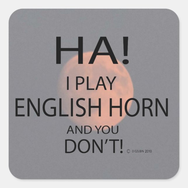 Adesivo Quadrado Ha Inglês Horn Square Sticker (Frente)