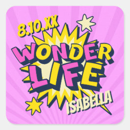 Adesivo Quadrado Hábito de banda desenhada personalizada