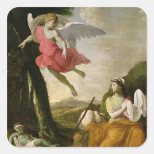 Adesivo Quadrado Hagar e Ishmael salvados pelo anjo, c.1648