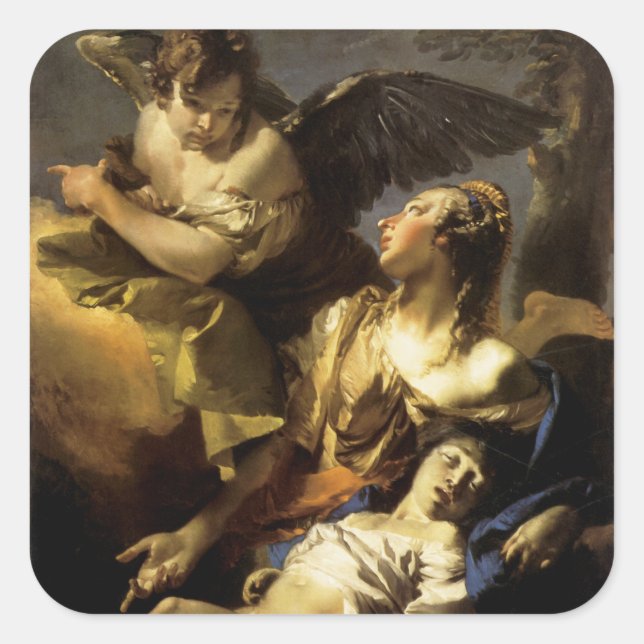 Adesivo Quadrado Hagar e Ismael na natureza (Frente)