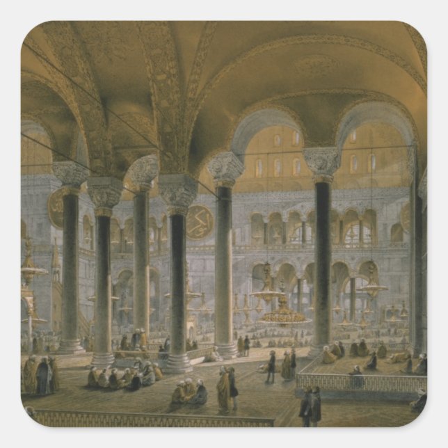Adesivo Quadrado Haghia Sophia, placa 6: o norte nave, gravada por (Frente)