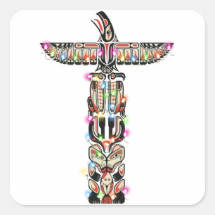 Adesivo Quadrado Haida Thunderbird Symbolismo Haida Nativo