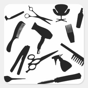 Adesivo Quadrado Hair Salon Tools