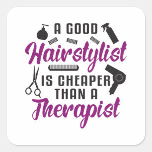 Adesivo Quadrado Hair Stylist Barber Scissors Therapy Idea