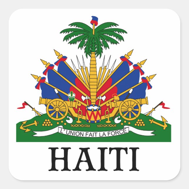 Adesivo Quadrado HAITI - emblema/casaco de armas/pavilhão/símbolo (Frente)