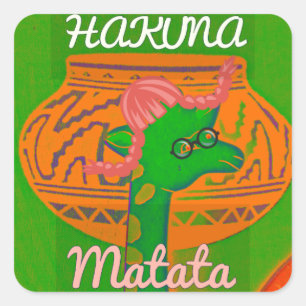 Adesivo Quadrado Hakuna Giraffe Art Impressão