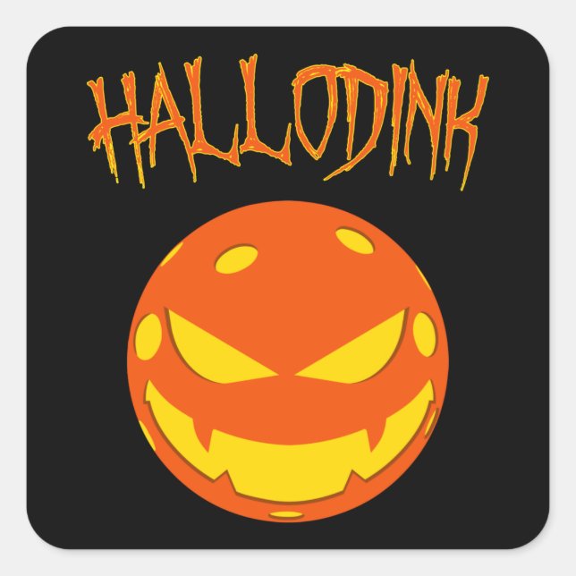Adesivo Quadrado Hallodink - Halloween de Pickleball (Frente)