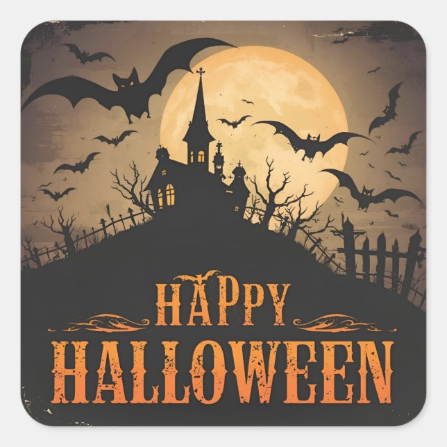 Adesivo Quadrado Halloween Antigo (Frente)