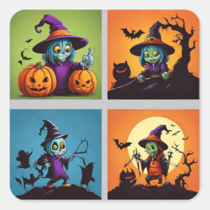 Adesivo Quadrado Halloween Assombrador