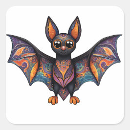 Adesivo Quadrado Halloween Bat Alebrije