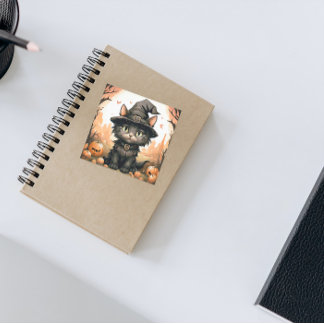 Adesivo Quadrado Halloween Black cat