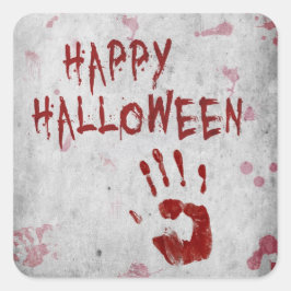 Adesivo Quadrado Halloween Bloody Handprint