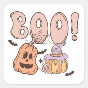 Adesivo Quadrado Halloween Boo