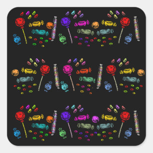 Adesivo Quadrado Halloween Candy Pattern