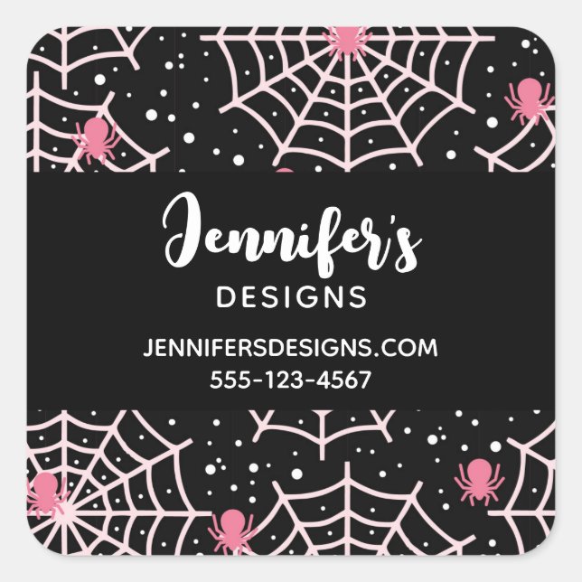 Adesivo Quadrado Halloween Cobwebs & Spiders Patternos Business (Frente)