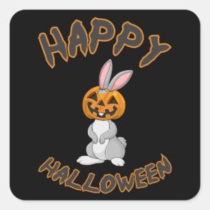 Adesivo Quadrado Halloween Coelho Coelho Pumpkin Horror Presente Id