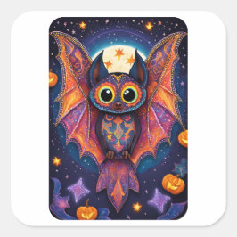 Adesivo Quadrado Halloween Cute Bat Alebrije