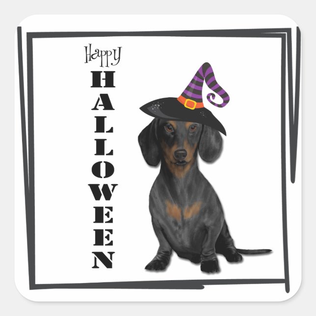 Adesivo Quadrado Halloween Dachshund Dog (Frente)