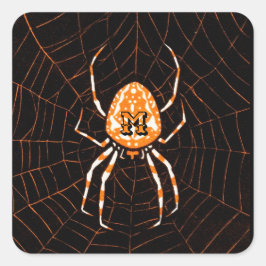 Adesivo Quadrado Halloween de Black Orange Black Spider personaliza
