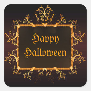 Adesivo Quadrado Halloween de quadro gótico Dourado elegante
