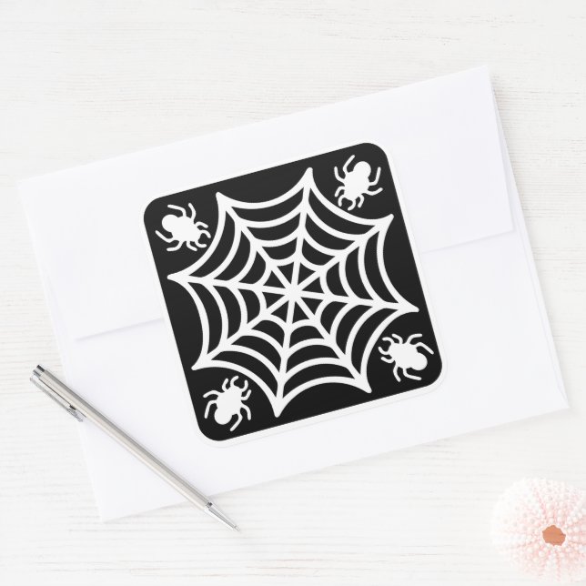 Adesivo Quadrado Halloween de teia (Envelope)