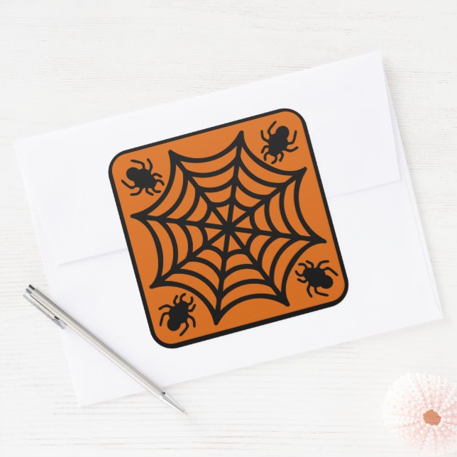 Adesivo Quadrado Halloween de teia (Envelope)