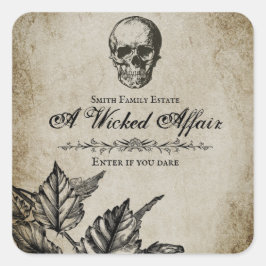 Adesivo Quadrado Halloween de Wicked Affair - Vintage Skull