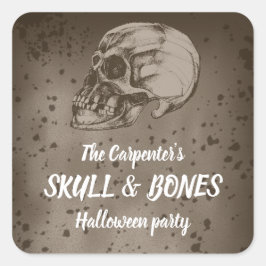 Adesivo Quadrado Halloween do crânio e dos ossos
