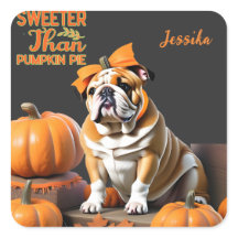 Halloween Docinho de Pumpkin Bulldog Personalizado