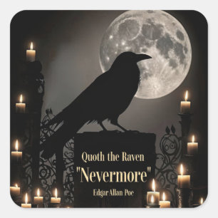 Adesivo Quadrado Halloween Edgar Allan Poe Corvo Gótico