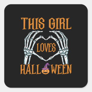 Adesivo Quadrado Halloween Essa Menina Adora O Aniversário Do Hallo