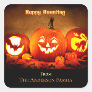 Adesivo Quadrado Halloween - Feliz assombro