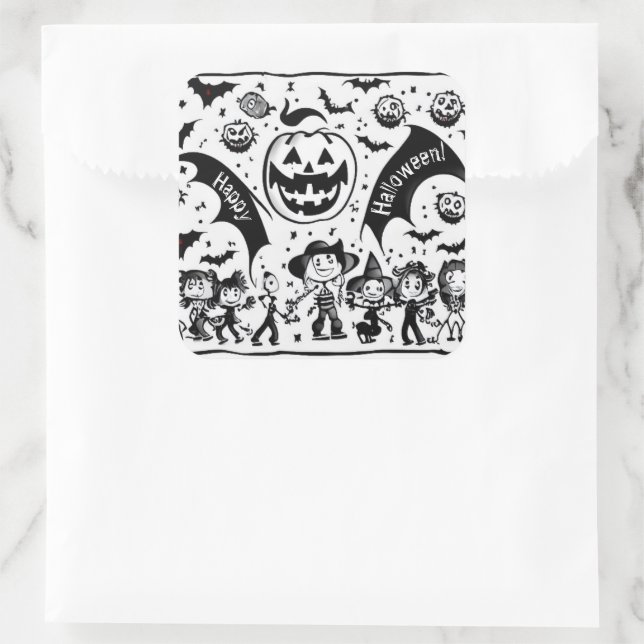 Adesivo Quadrado Halloween fiesta en noir et blanc (Bolsa)