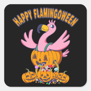 Adesivo Quadrado Halloween Flamingo Happy Flamingbetween Kids