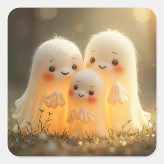 Adesivo Quadrado Halloween Ghost Cuties (Frente)