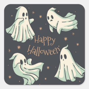 Adesivo Quadrado Halloween Ghost Spooktacular Feliz Halloween