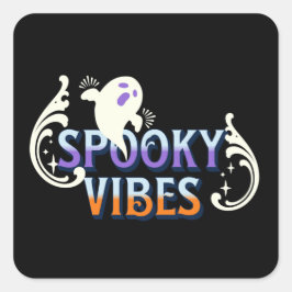 Adesivo Quadrado Halloween Ghost Spooky Vibes Typografia Lettering