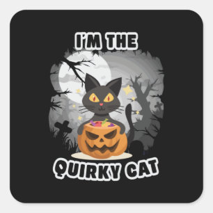Adesivo Quadrado Halloween Gift Eu Sou O Gato Aniversário
